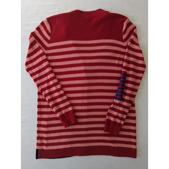 Cabi Sweater Womens Medium Cardigan Pink and Red Striped Picnic Button Down‎ - Picture 2 of 9